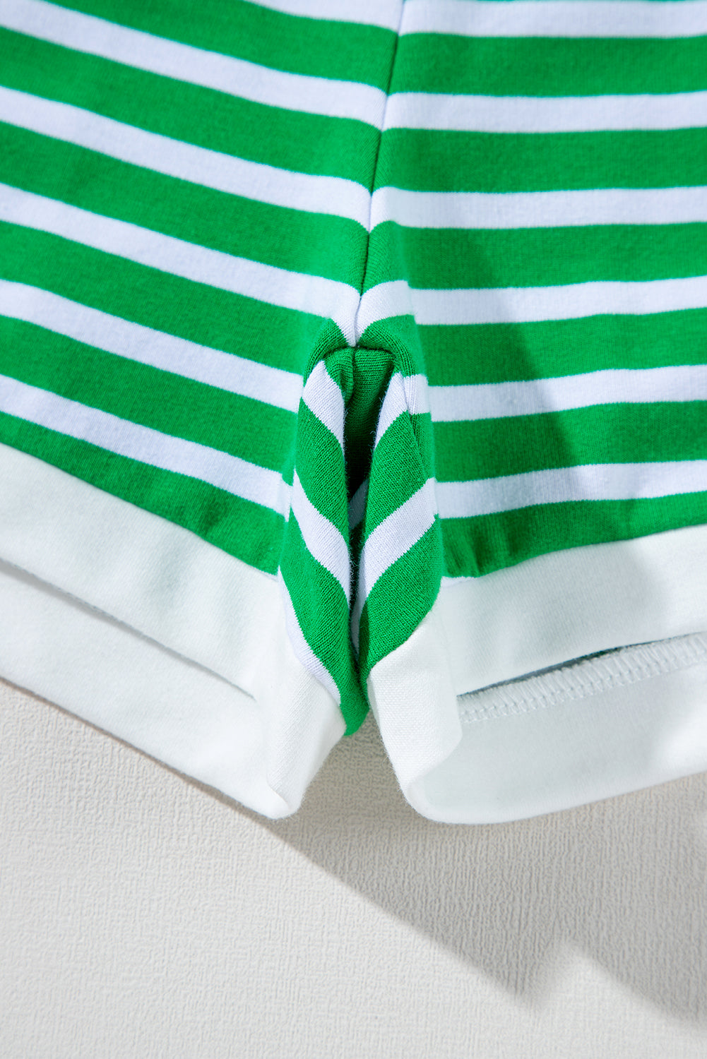 Dark Green Striped Cap Sleeve Tee and Shorts Set