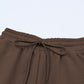 Brown Textured Loose Fit T Shirt and Drawstring Pants Set