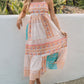 Multicolor Boho Patchwork Print Square Neck Sundress