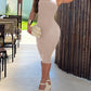 O neck Sleeveless Ribbed Bodycon Dress