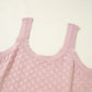 Light Pink Solid Textured Checkered U Neck Sweater Vest