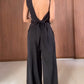 2 Pieces Outfit Asymmetrical Sleeveless Backless Tied Detail Top and Casual Straight Leg Pats Set