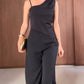 2 Pieces Outfit Asymmetrical Sleeveless Backless Tied Detail Top and Casual Straight Leg Pats Set