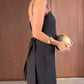 2 Pieces Outfit Asymmetrical Sleeveless Backless Tied Detail Top and Casual Straight Leg Pats Set