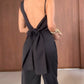 2 Pieces Outfit Asymmetrical Sleeveless Backless Tied Detail Top and Casual Straight Leg Pats Set