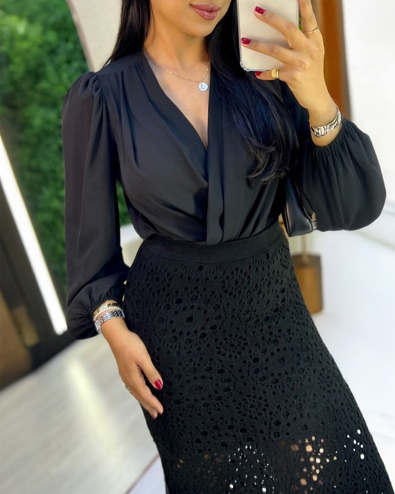 Casual Hollow out Crochet Mid Calf Skirt