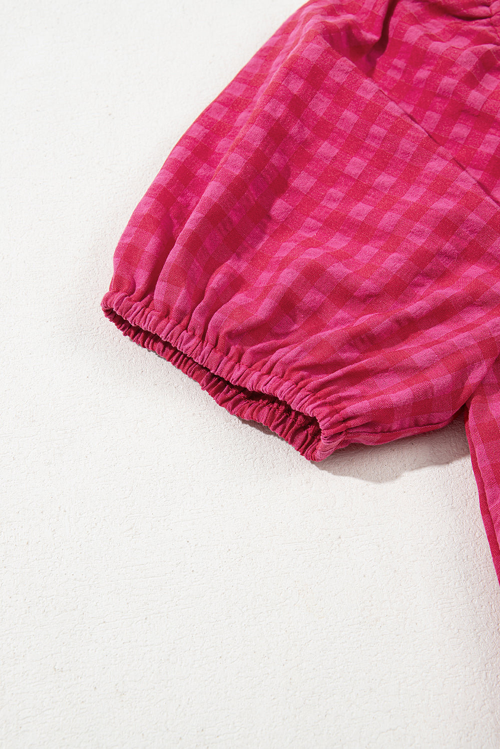 Rose Ginham Check Bubble Sleeve Ruffled Maxi Dress