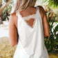 White Delicate Lace Trim Flared Tank Top