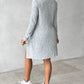 Pocket Design Buttoned Ribbed Casual Dress & Long Sleeve Open Front Coat