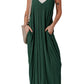 Duffel Green Spaghetti Straps Pocketed Slouchy Maxi Dress