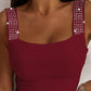 Rhinestone Embellished Thick Strap Tank Top