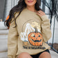 Parchment Spooky Pumpkin Graphic Crewneck Halloween Sweatshirt