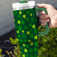 Dark Green St. Patricks Shamrock Print Handle Vacuum Cup 1200ml