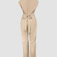 Sleeveless Wide Leg Jumpsuit High Waist Belted Elegant One Piece Outfit