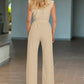 Sleeveless Wide Leg Jumpsuit High Waist Belted Elegant One Piece Outfit