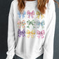 White Easter Eggs Plaid Bow Graphic Drop Shoulder Sweatshirt