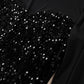 Black Sequin Velvet Sheer Mesh Mock Neck Blouse