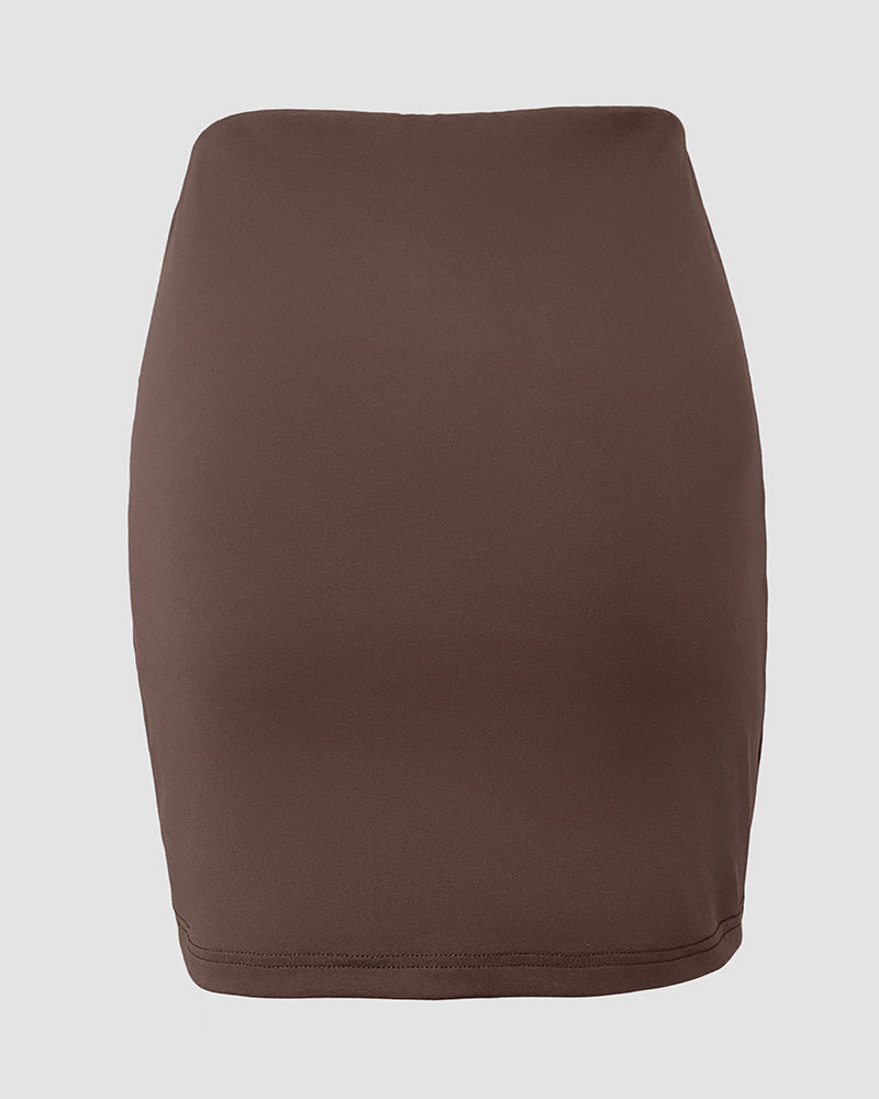 Solid Color Jewelry Button Casual Ruched Shorts