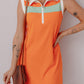 Russet Orange Colorblock Sleeveless Quarter Zip Collared Athletic Mini Dress