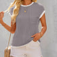 Colorblock Round Neck Short Sleeve Ribbed T Shirt Casual Loose Fit Kni Top