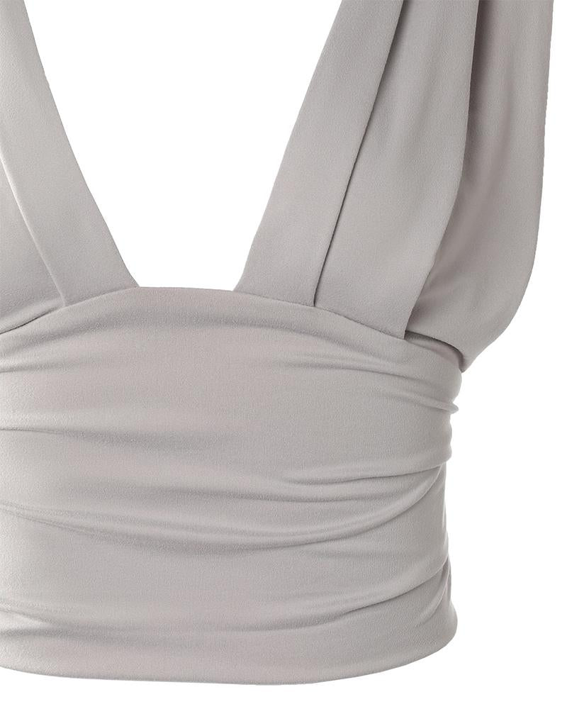 Plunge Ruched Casual Tank Top