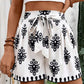 Black Tribal Geometric Print Belted High Waist Casual Shorts