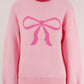 Pink Bow Graphic Drop Shoulder Round Neck Sweater