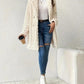 Cable Textured Lapel Neck Double Breasted Fleece Longline Teddy Coat