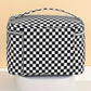 Black Checkered Print Zipper Large Toiletry Bag with Handle