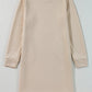 Apricot Solid Color Textured Long Sleeve Shift Dress