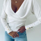 Long Sleeve V Neck Casual Wrap Top