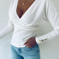 Long Sleeve V Neck Casual Wrap Top