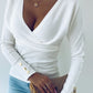 Long Sleeve V Neck Casual Wrap Top
