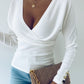 Long Sleeve V Neck Casual Wrap Top