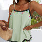 Square Neck Spaghetti Strap Colorful Tassel Decor Tank Casual Loose Fit Top