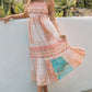 Multicolor Boho Patchwork Print Square Neck Sundress