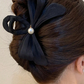 Black Pearl Decor Bow Large Claw Clip
