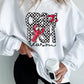 White Crawfish Season Checkered Letter Graphic Corded Sweatshirt
