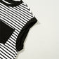 Black Stripe Chest Pocket Patch Round Neck Tank Top