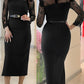 High Neck Long Sleeve Lace Pattern Mesh Patchwork Chic Zipper Mid Calf Dress