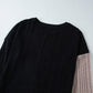 Black Ribbed Color Block Drop Shoulder Long Sleeve Mini Dress