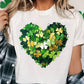 White Clover Heart Printed St Patricks Day T Shirt