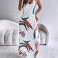 Plants Print Spaghetti Strap Maxi Dress