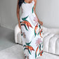 Plants Print Spaghetti Strap Maxi Dress