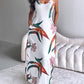 Plants Print Spaghetti Strap Maxi Dress