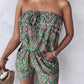 Paisley Print Ruched Pocket Design Bandeau Romper