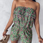 Paisley Print Ruched Pocket Design Bandeau Romper