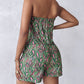 Paisley Print Ruched Pocket Design Bandeau Romper
