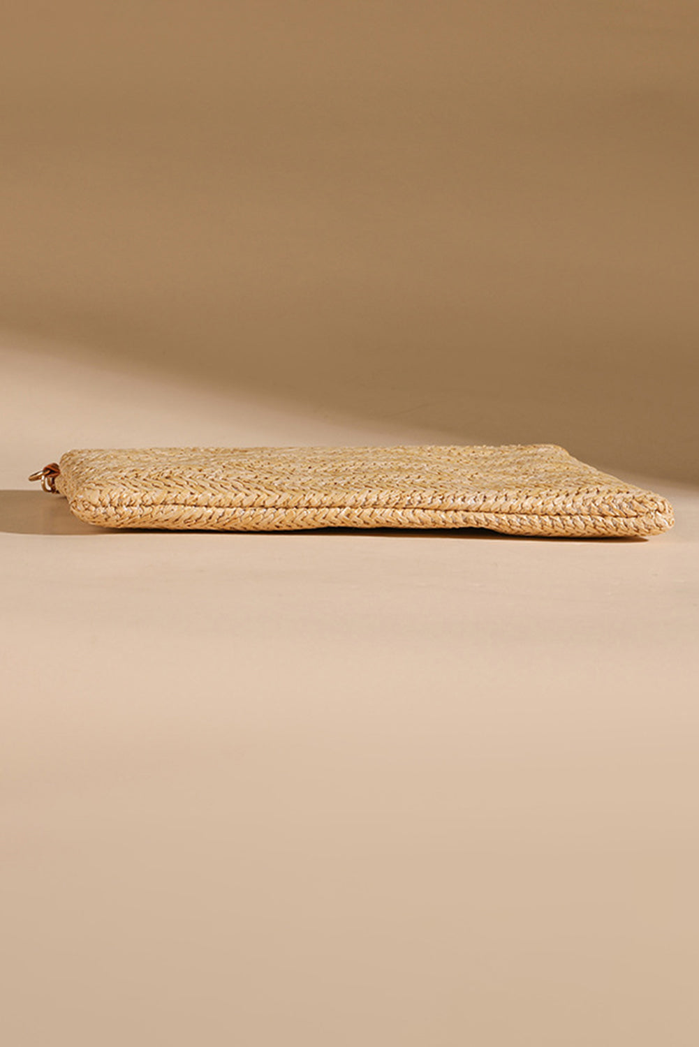 Oatmeal Straw Woven Zipper Chain Shoulder Bag