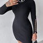 Mock Neck Beaded Knit Bodycon Dress